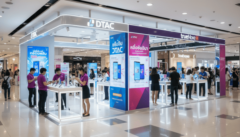 Centre commercial thaïlandais avec boutiques d’opérateurs mobiles