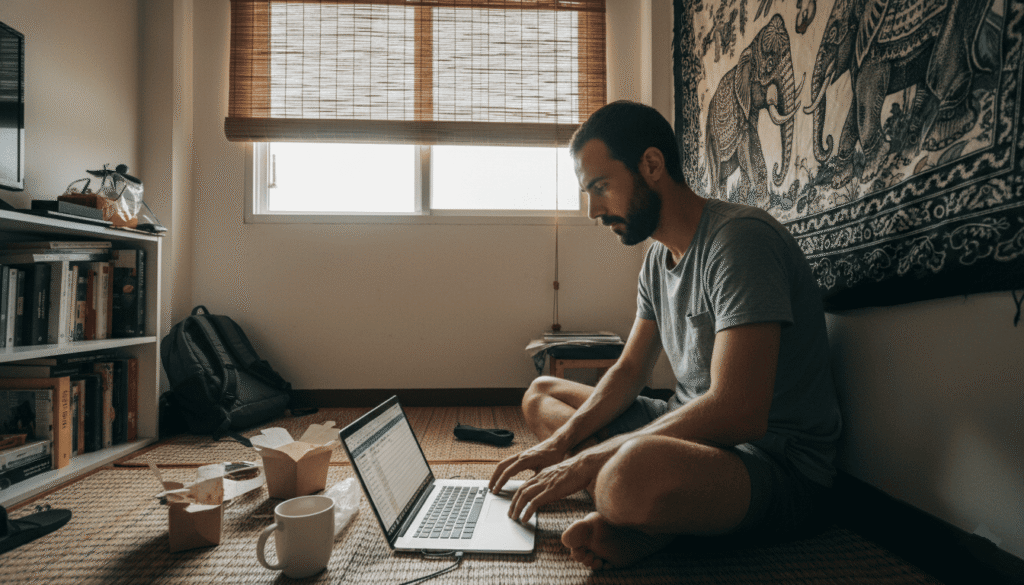 Une personne dans son appartement en Thailand