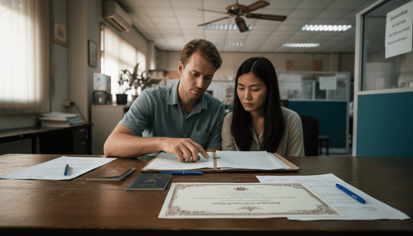 bureau d’immigration en Thaïlande, couple mixte, formulaires officiels
